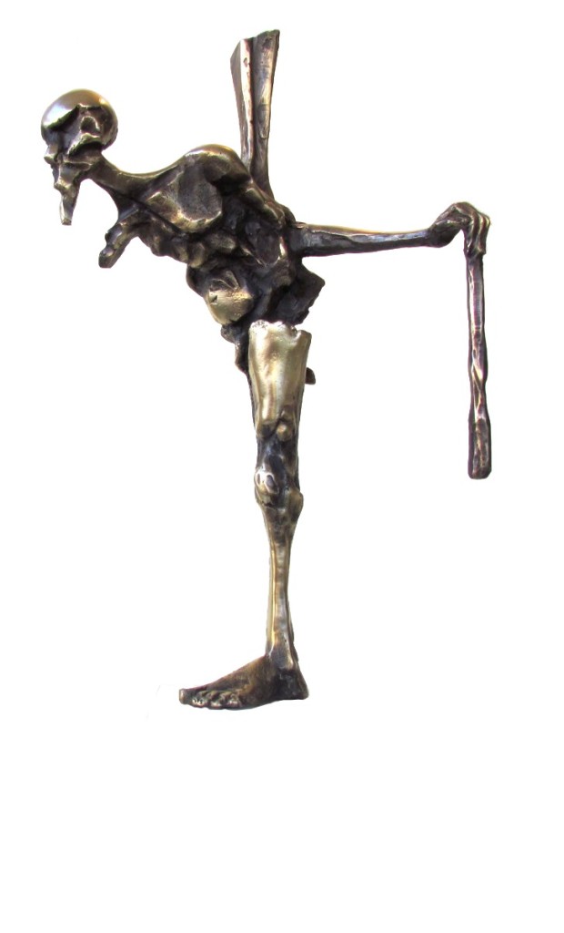 The Time Stricken Man 2, 2014, Bronze with marble base, Edition of 7, 19x51x18 cm